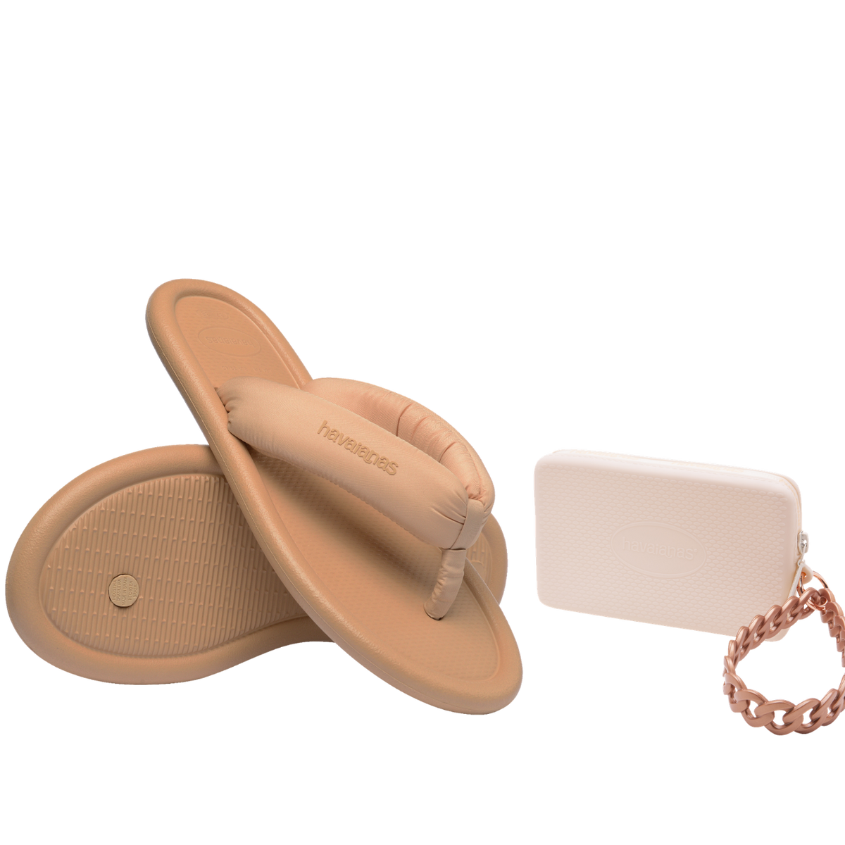 Kit Havaianas para Presente: Chinelo Maxi Puffed + Mini Bag Chain Cromado