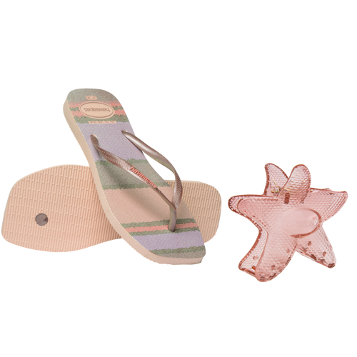 Kit Havaianas para Presente: Chinelo Slim Square Palette Glow + Presilha Estrela do Mar