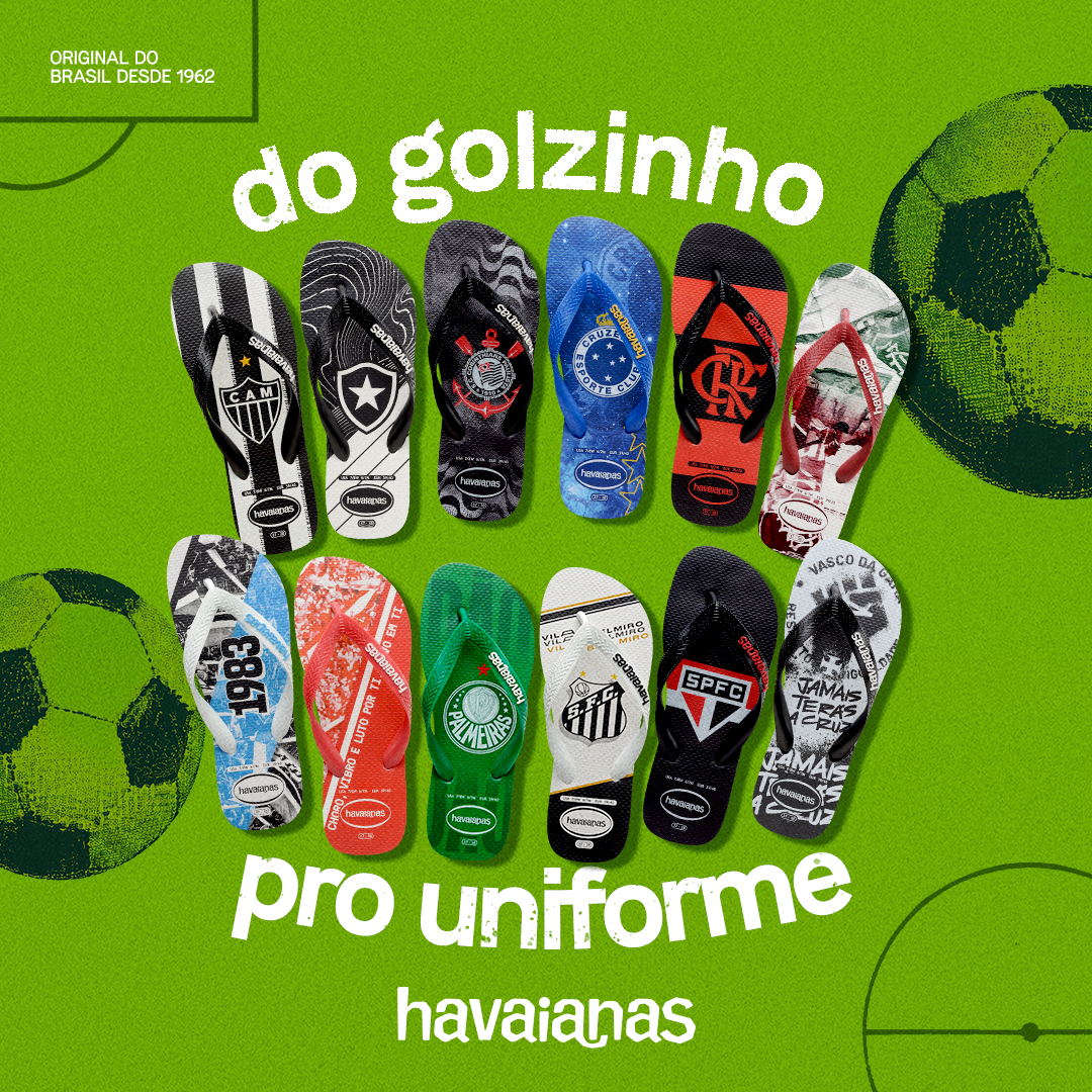 Mais uma forma de levar a paixão pelo futebol sempre com você. Pé quente vai de Havaianas. ⚽❤️